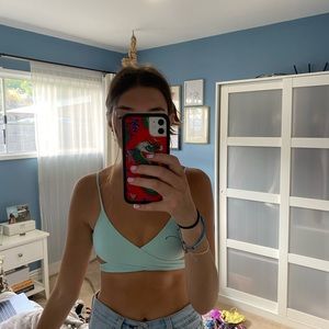 Light blue L space wrap top